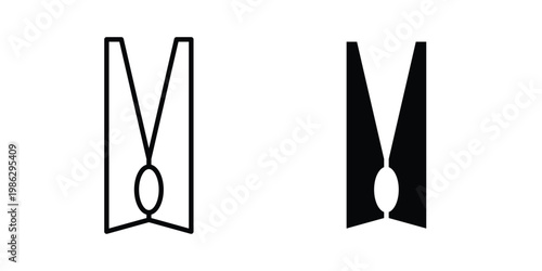 Clothespin icon symbol collection, Stroke and flat icons