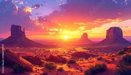 Desert sunset sky blaze