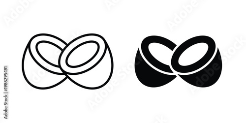 Coconut icon symbol collection, Stroke and flat icons