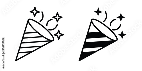 Confetti icon symbol collection, Stroke and flat icons