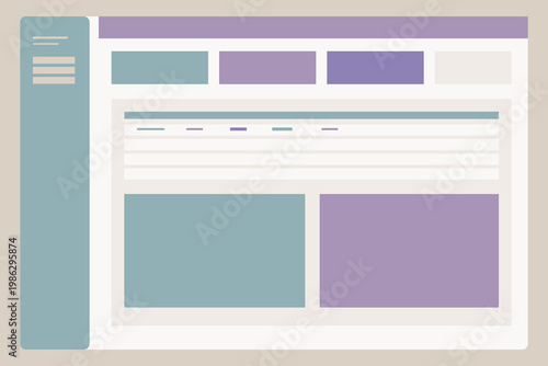 Minimal SaaS dashboard interface layout with sidebar navigation cards and widgets in clean flat vector style for modern admin panel UI design use