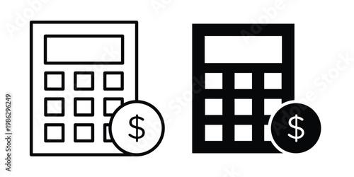 Cost Estimate icon symbol collection, Stroke and flat icons