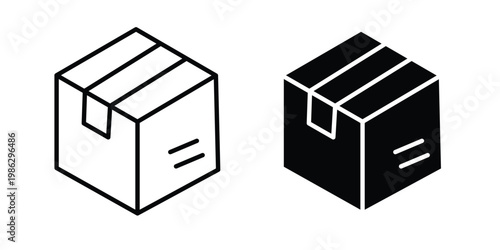 Courier box icon symbol collection, Stroke and flat icons