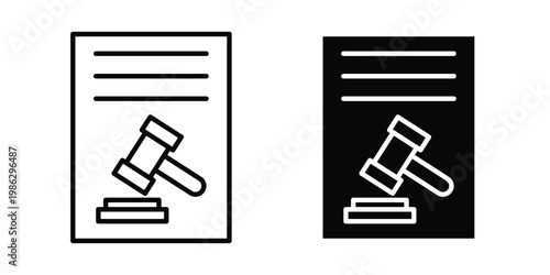 Court decision icon symbol collection, Stroke and flat icons