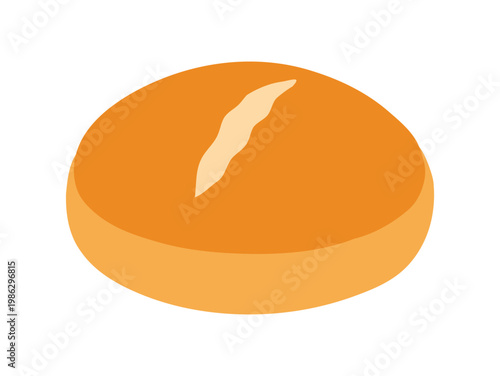 Minimal Bread Bun Vector Illustration Flat Design Simple Bakery Food Clipart Fresh Round Bun Icon Clean Modern Baking Concept Breakfast Bread Roll Isolated Minimal Style