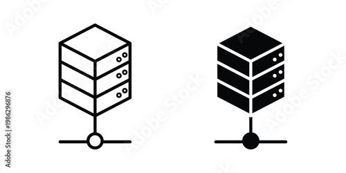 Data center icon symbol collection, Stroke and flat icons