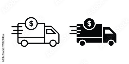 Delivery cost icon symbol collection, Stroke and flat icons