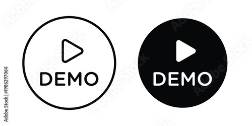 Demo video icon symbol collection, Stroke and flat icons
