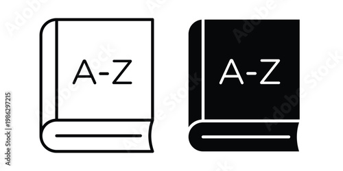 Dictionaries icon symbol collection, Stroke and flat icons