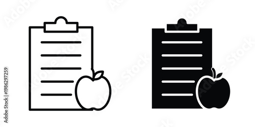 Diet plan icon symbol collection, Stroke and flat icons