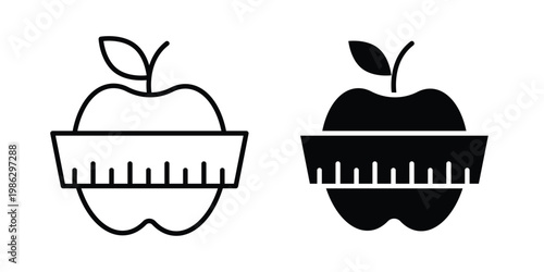Dieting icon symbol collection, Stroke and flat icons