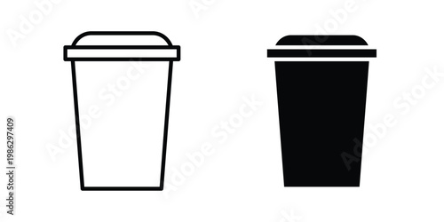 Disposable coffee cup icon symbol collection, Stroke and flat icons
