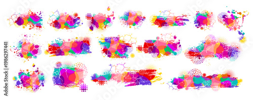 set colored isolated blots on white background. Hand drawn. Not AI, vector illustration.