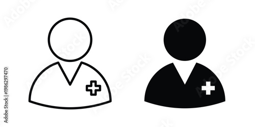 Doctor icon symbol collection, Stroke and flat icons