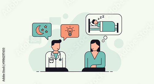 Doctor consulting patient about sleep problems and insomnia, medical advice, health care