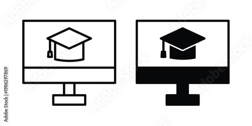 E learning icon symbol collection, Stroke and flat icons