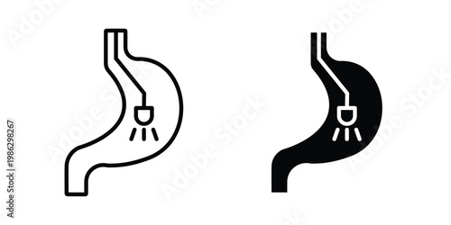 Endoscopy icon symbol collection, Stroke and flat icons