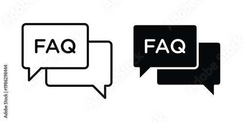 FAQ icon symbol collection, Stroke and flat icons