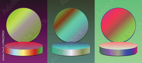Abstract Gradient Pedestals with Reflective Surfaces on Gradient Backgrounds