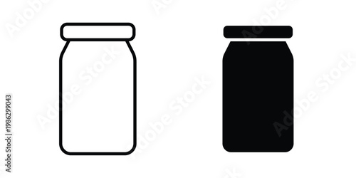 Glass jar icon symbol collection, Stroke and flat icons