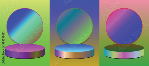Abstract Backgrounds with Gradient Circles and Pedestals for Product Presentation