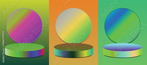 Abstract Gradient Display Platforms with Subtle Color Transitions on a Blurred Background