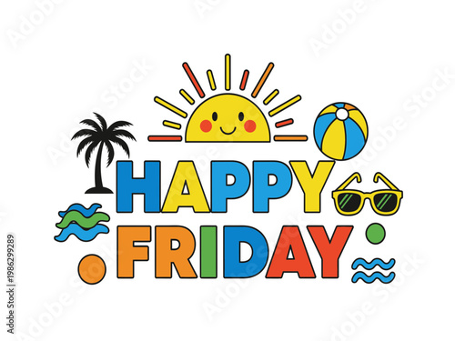 Colorful happy friday poster vector
