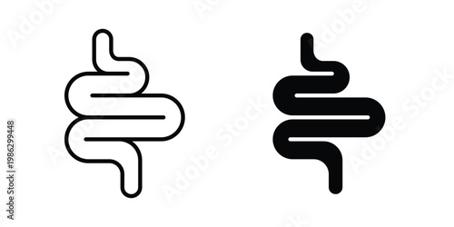 Gut constipation icon symbol collection, Stroke and flat icons