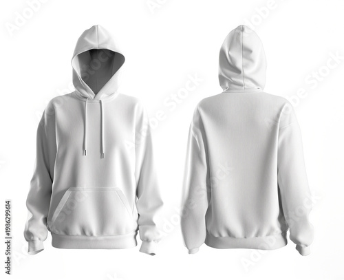 Blank White Hoodie Mockup - Front and Back Views