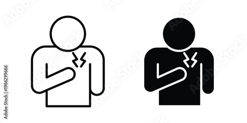 Heart attack icon symbol collection, Stroke and flat icons