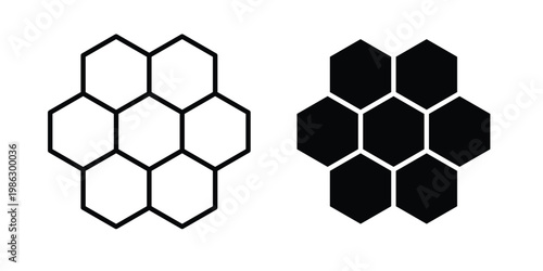 Honeycomb icon symbol collection, Stroke and flat icons