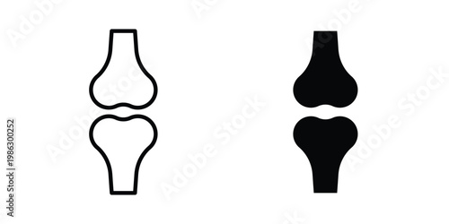 Human knee bone joint icon symbol collection, Stroke and flat icons