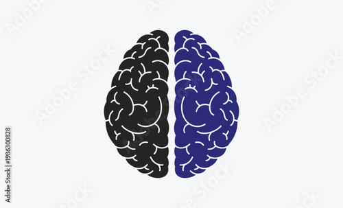 A black and purple brain on a white background