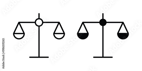 Law scale icon symbol collection, Stroke and flat icons