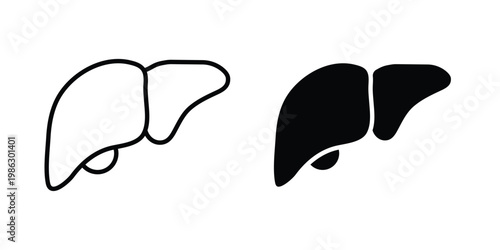 Liver icon symbol collection, Stroke and flat icons
