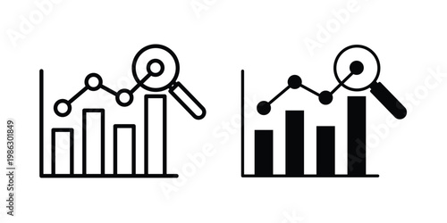 Market prediction icon symbol collection, Stroke and flat icons