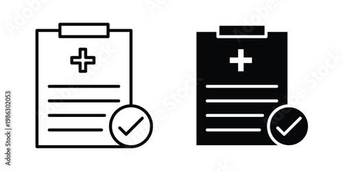 medical check up icon symbol collection, Stroke and flat icons