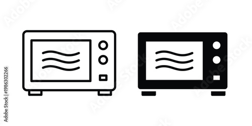 Microwave oven icon symbol collection, Stroke and flat icons