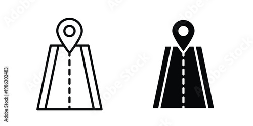Navigation road trip icon symbol collection, Stroke and flat icons