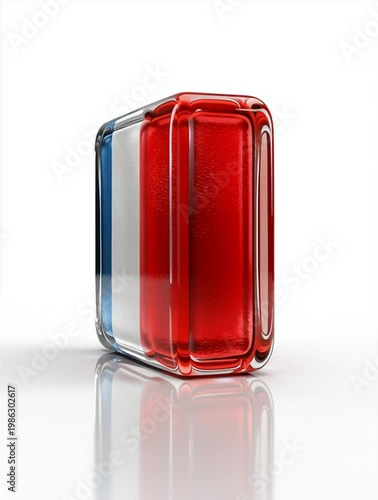 French national flag on 3d glossy ice cube