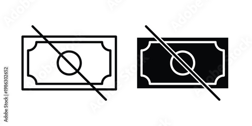 No money icon symbol collection, Stroke and flat icons