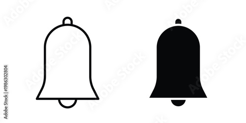 Notification bell icon symbol collection, Stroke and flat icons
