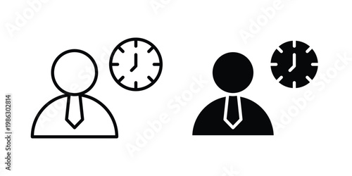 Office hours icon symbol collection, Stroke and flat icons