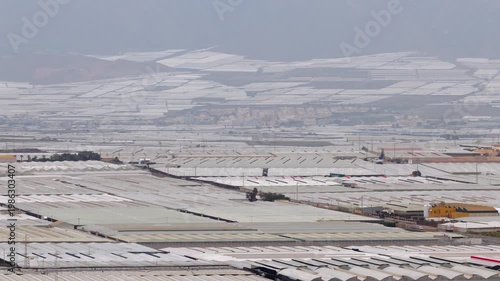 Greenhouses (Sea of Plastic) in Almeria / El Ejido (Spain). Aerial view of agriculture under plastic