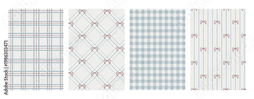 Εκτύπωση καμβά Set of four seamless patterns featuring plaid grids diagonal lines houndstooth t