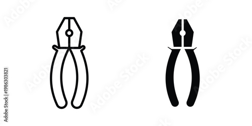 Pliers icon symbol collection, Stroke and flat icons