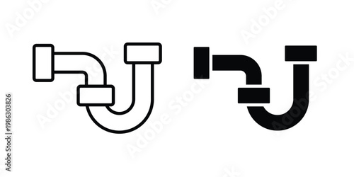 Plumbing icon symbol collection, Stroke and flat icons
