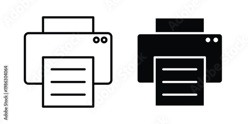 Printer icon symbol collection, Stroke and flat icons