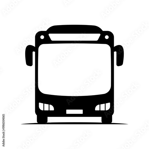 Bus icon. Black silhouette. Front view. Vector simple flat graphic illustration. Isolated object on a white background.