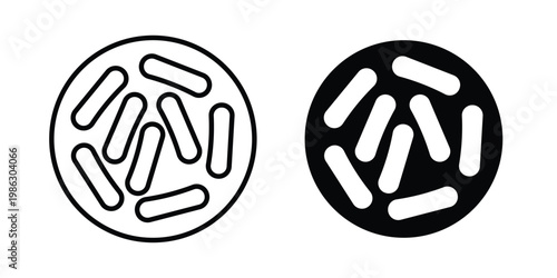 Probiotics bacteria icon symbol collection, Stroke and flat icons